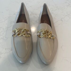 Sam Edelman Beige Loafers with Gold Chain